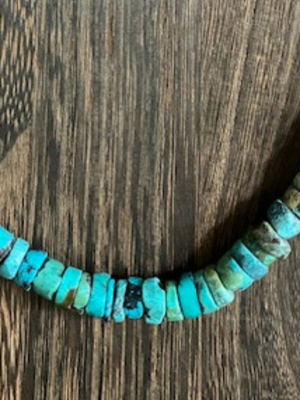 Chunky Turquoise Heishi Southwestern Necklace with Sterling - Picture 5 of 7